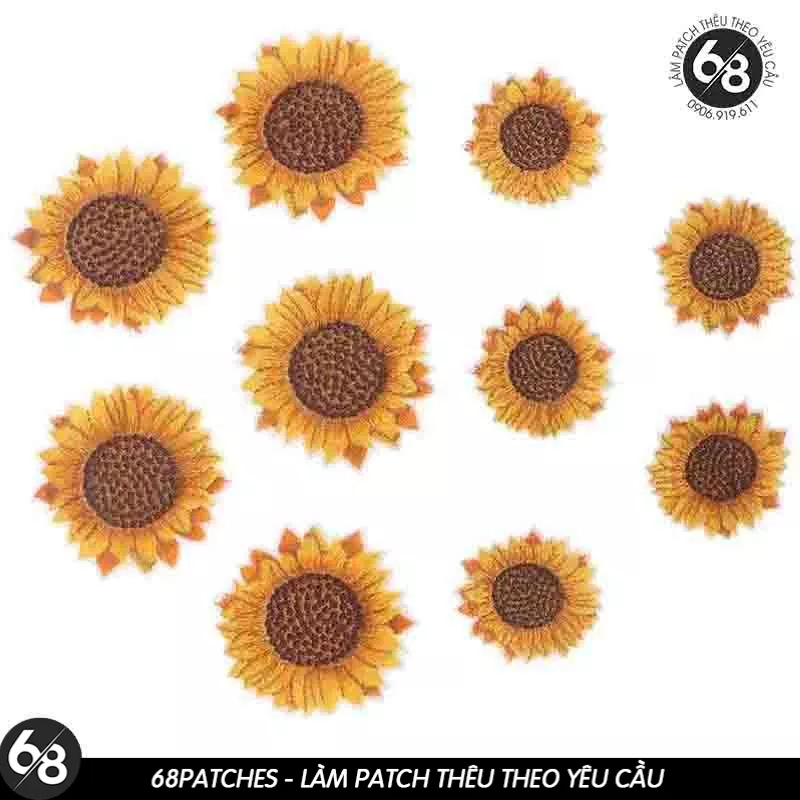 Sticker ủi thêu logo hình hoa hướng dương dễ thương cute - Patch ủi quần áo balo H242