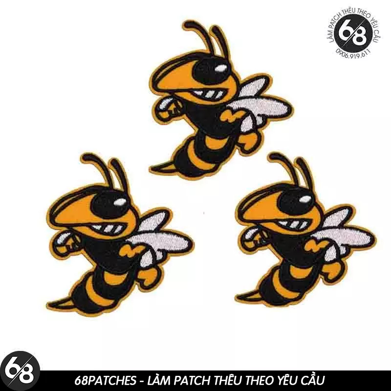 Sticker ủi thêu hình logo chú Ong Honeybee Chibi dễ thương cute - Patch ủi quần áo balo H237