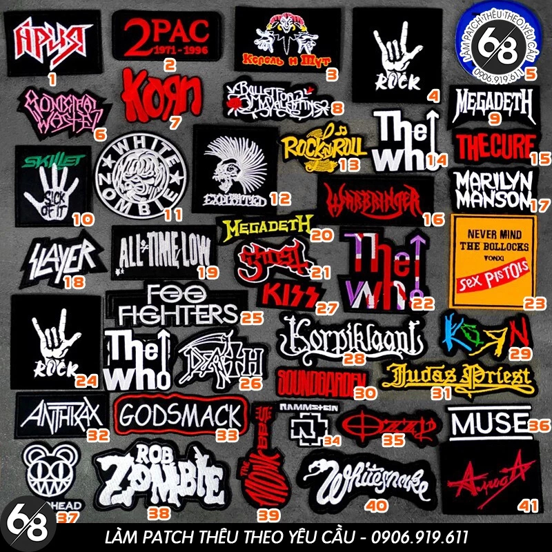 Patch vải ủi nhiệt thêu logo-hinh-ban-nhac-punk-diy-rock đơn giản độc đáo - Sticker ủi quần áo H13
