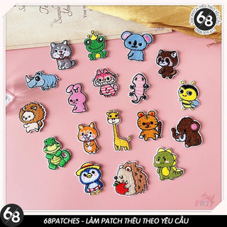 Patch vải ủi nhiệt thêu logo hình động vật dễ thương sticker H79