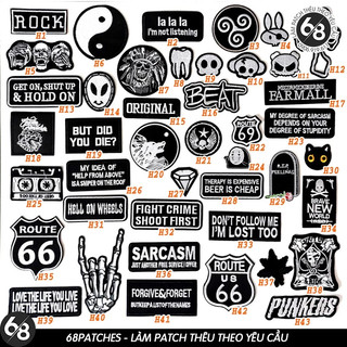 Patch vải ủi nhiệt thêu hình khóa kéo - mèo skull - logo - slogan đơn giản độc đáo dễ thương H12