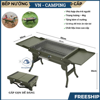Bếp nướng than hoa ngoài trời, Bếp nướng than không khói BBQ gấp gọn, quai xách tiện lợi, mang du lịch dã ngoại - BTH3