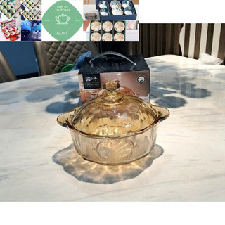 Âu bát thủy tinh vàng đủ size có nắp 1l