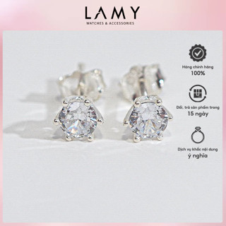  Khuyên tai bạc nữ LAMY Stone Bud Silver Earrings 3264 - Khuyên tai bạc ta 