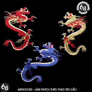 Sticker ủi nhiệt thêu hình logo rồng Dragon đẹp độc lạ ngầu độc đáo - Patch ủi quần áo balo H169