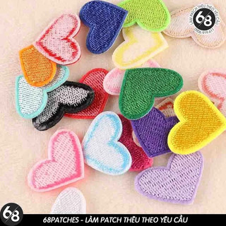 Sticker ủi nhiệt thêu hình logo hình trái tim nhỏ nhiều màu sắc - Patch ủi quần áo balo H201