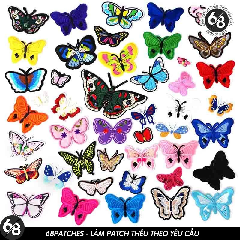 Sticker ủi nhiệt thêu hình logo hình Bướm - Butterfly dễ thương cute độc đáo - Patch ủi quần áo balo