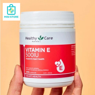 Vitamin E 500UI HealthyCare của Úc, bổ sung Vitamin E, lọ 200 viên