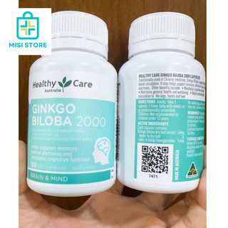 (Date 2027) BỔ NÃO Heathy Care GINKGO BILOBA 2000mg ,100v (2K HC)