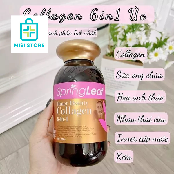 (date 2027) Viên uống Collagen 6 in 1 Spring Leaf Inner Beauty của Úc