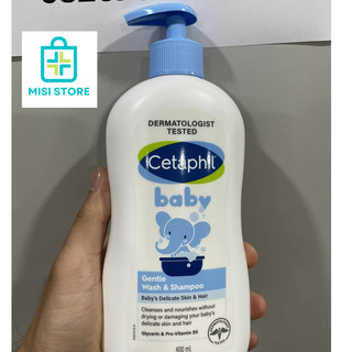 (400ml) Sữa tắm gội toàn thân Cetaphil Baby Gentle Wash & Shampoo 400ml cho bé từ sơ sinh, hàng Úc