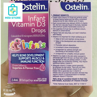 (date 2026) Ostelin Infant Drops, Vitamin D3 dạng nhỏ giọt cho bé từ sơ sinh, 2,4ml