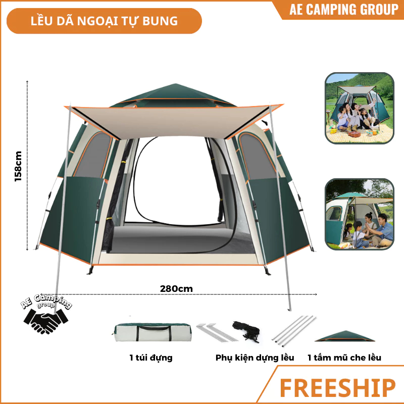 Lều Cắm Trại, lều dã ngoại tự bung, chống tia UV, chống thấm nước, lều tự giãn nở đi camping