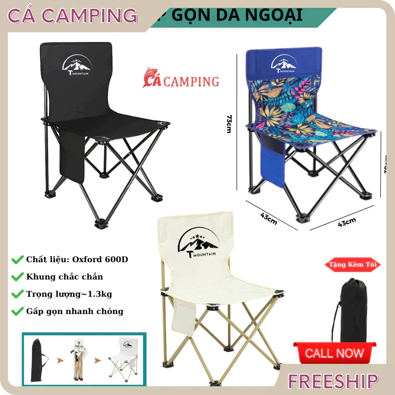 Ghế Camping Ngả Lưng Tmountain Gấp Gọn Thư Giãn Dã Ngoại Du Lịch Cao Cấp Dễ Sử Dụng