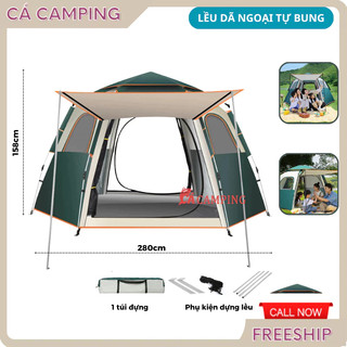 Lều Cắm Trại, lều dã ngoại tự bung 4-6 người chống nước chống tia tử ngoại KT 2m8x2m8 - Lều cắm trại du lịch