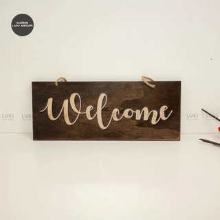 Bảng gỗ treo cửa 2 mặt Welcome /Thank you - XƯỞNG LUXI DECOR
