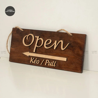 Bảng gỗ treo cửa 2 mặt Open(kéo qua/Pull) - Closed