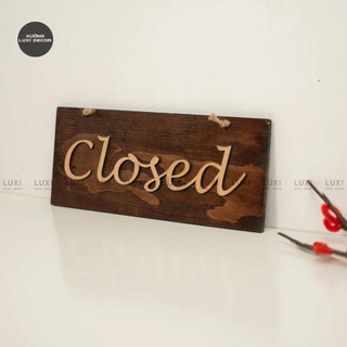 Bảng gỗ treo cửa 2 mặt Open(kéo qua/Pull) - Closed