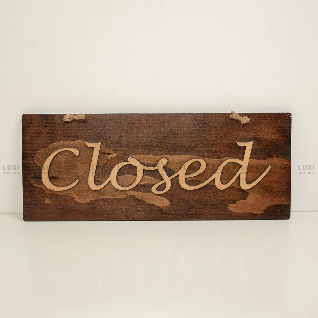 (HÀNG CÓ SẴN) Bảng gỗ treo cửa OPEN/CLOSE 2 mặt