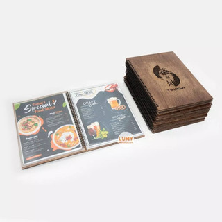 Menu gáy lò xo a4 / a5 , đóng cuốn, bìa nhựa, mẫu mới - lumy wood decor