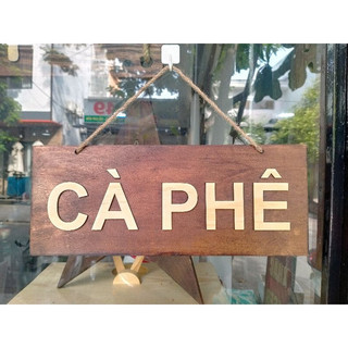 Bảng gỗ dán chữ gỗ 1 mặt nội dung "CÀ PHÊ" + kèm dây treo - LUMY Wood Decor