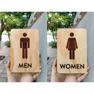 Bảng gỗ Toilet 1 mặt khắc laser dán cửa nhà vệ sinh mẫu 07 - LUMY Wood Decor