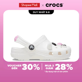 Giày clog trẻ em crocs toddler classic i am cat - white
