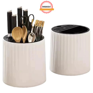 Ống Đựng Muỗng, Đũa, Dao, Thìa Chất Liệu Nhựa PP Cao Cấp Tròn Xoay 360° Có Khay Hứng Nước Tiện Dụng