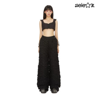Áo crop top aeie jr. ebony top áo crop đen viền ren