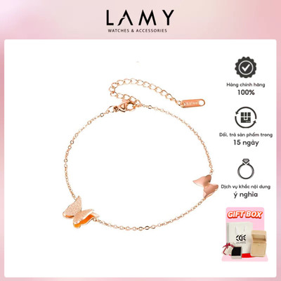 Lắc chân nữ LAMY Pave Butterfly Anklet Rose Gold 9007