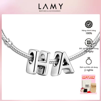 Charm bạc LAMY mix tên Hà - Charm bảng chữ cái cao cấp