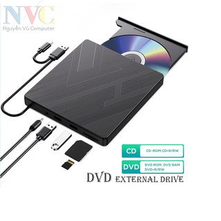 Ổ đọc ghi đĩa cd/ dvd di dộng đa chức năng chuẩn usb + type-c 3.0