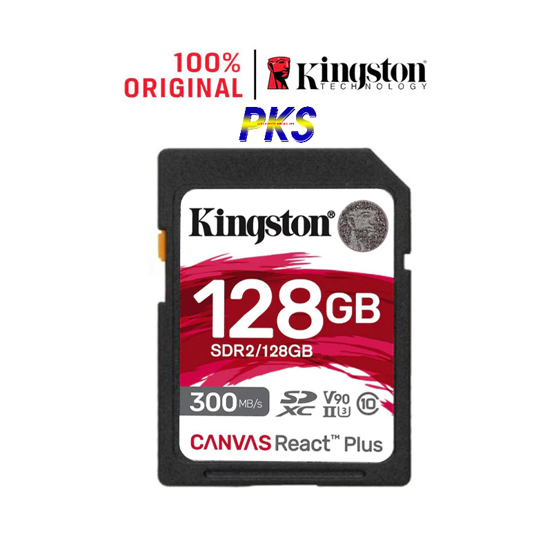 Thẻ nhớ SD máy quay 4K/8K Kingston Canvas React Plus V90 300Mbs/260Mbs UHS II SDR2 dung lượng cao