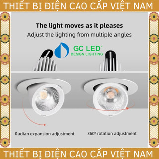 Đèn âm trần xoay góc 360 độ 12w/d95mm gc led mã gc-xg360, spotlight chiếu rọi, chiếu điểm, chỉnh góc