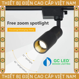 [GC] Đèn rọi ray Zoom thay đổi góc chiếu từ 10-60 độ, gắn vào thanh ray hoặc sẵn đế ngồi gắn trần, GC LED EROS B/H 2 năm