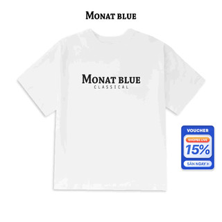 Monat blue tee classic logo - áo thun in classic logo chất cotton unisex