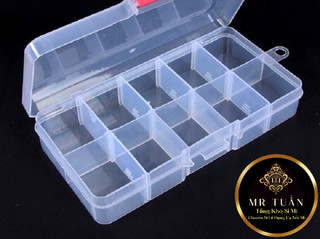 Hộp nhựa 10 ô đựng mi fan,nail box,phụ kiện , ... dụng cụ nối mi Mr Tuấn