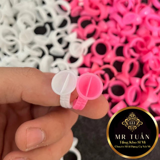 Nhẫn đựng keo nối mi 2 ngăn,đổ mực phun xăm (Túi 25-50-100 cái) hỗ trợ nối mi _Mr Tuấn