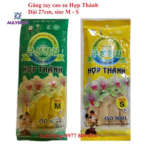 Găng tay cao su Hợp Thành dài 27cm size M - S, găng tay rửa chén rửa bát, bao tay cao su rửa chén