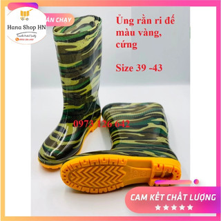 Ủng rằn ri đế màu vàng cứng size 39-43, ủng đi mưa, ủng bảo hộ lao động, ủng trường thịnh