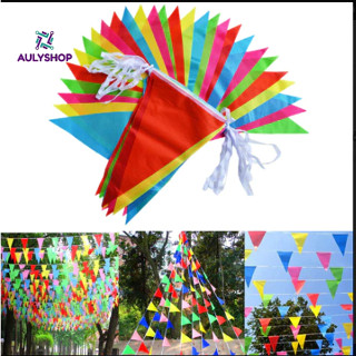   10 m Dây  Cờ dây tam giác dây trang trí loại 35 lá cờ đuôi nheo làm bằng vải lụa đẹp trang trí tết lễ hội ngoài trời 