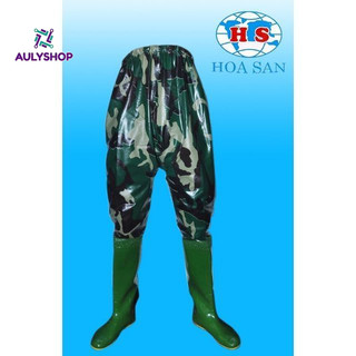 Ủng quần lội nước Hoa San đế vàng cứng size 35-43, ủng lội nước đế bụng đế cứng