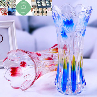 ( GIAO NGẪU NHIÊN ) Lọ hoa thủy tinh màu đẹp miệng loe 20cm