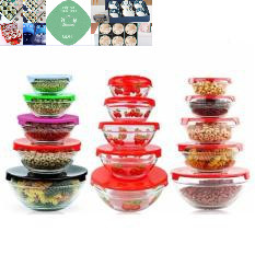 bộ 5 bát thủy tinh có nắp đậy các cỡ