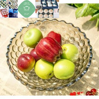 Đĩa bát tô thủy tinh chấm bi vàng soga hàng cao cấp đẹp