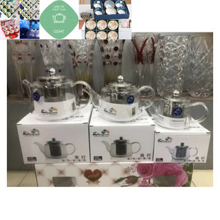 Ấm thuỷ tinh pha trà chịu nhiệt có lưới lọc inox dung tích 330ml/650ml/850ml
