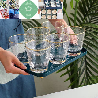 Bộ 6 cốc thuỷ tinh loe viền vàng  cao cấp