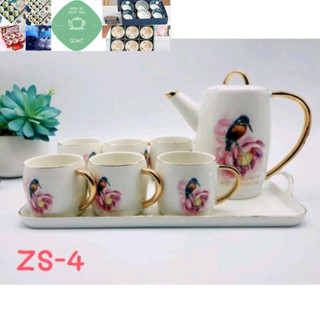 ( còn mẫu hồng) bộ bình cốc kèm khay sứ pha trà
