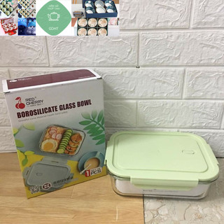 HỘP THỦY TINH 2 ngăn đựng cơm văn phòng nắp nhựa