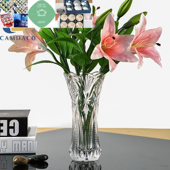 ( HOA VĂN GIAO NGẪU NHIÊN ) Lọ hoa thủy tinh 20cm
